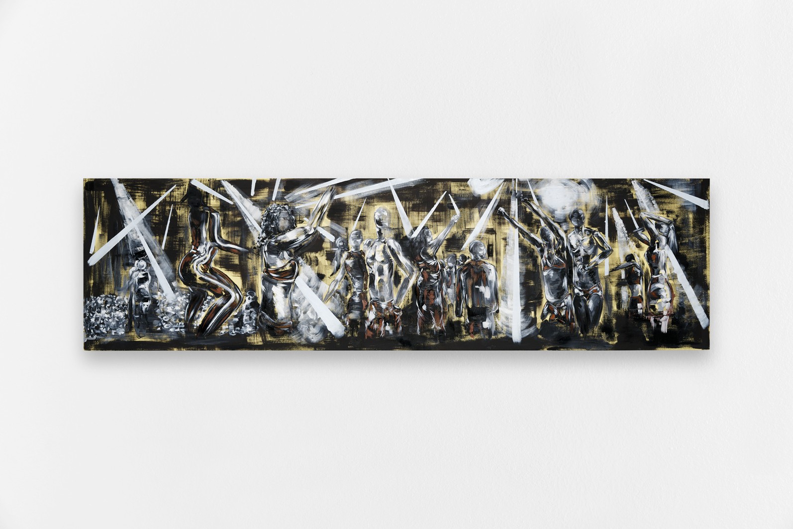 *Making my body go, It feels so good*, 2023, oil paint, oil stick, graphite on canvas, 200 x 55 cm. Courtesy the artist & Spiaggia Libera, Paris. © Aurélien Mole.