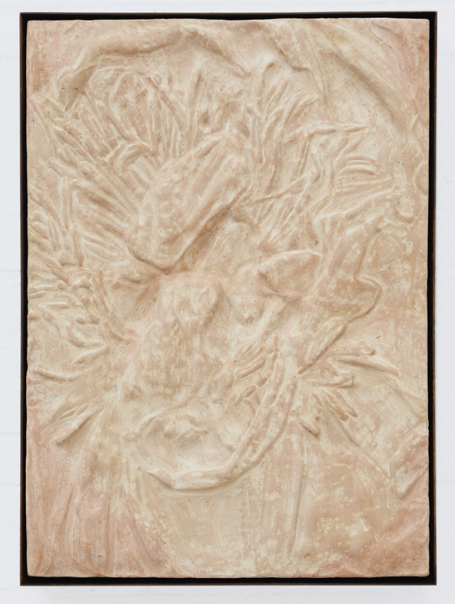*Gut Flora (Lactogalaxius)*, 2022, fired mammalian dung glazed in breastmilk, 90 x 60 x 10 cm. Courtesy the artist.