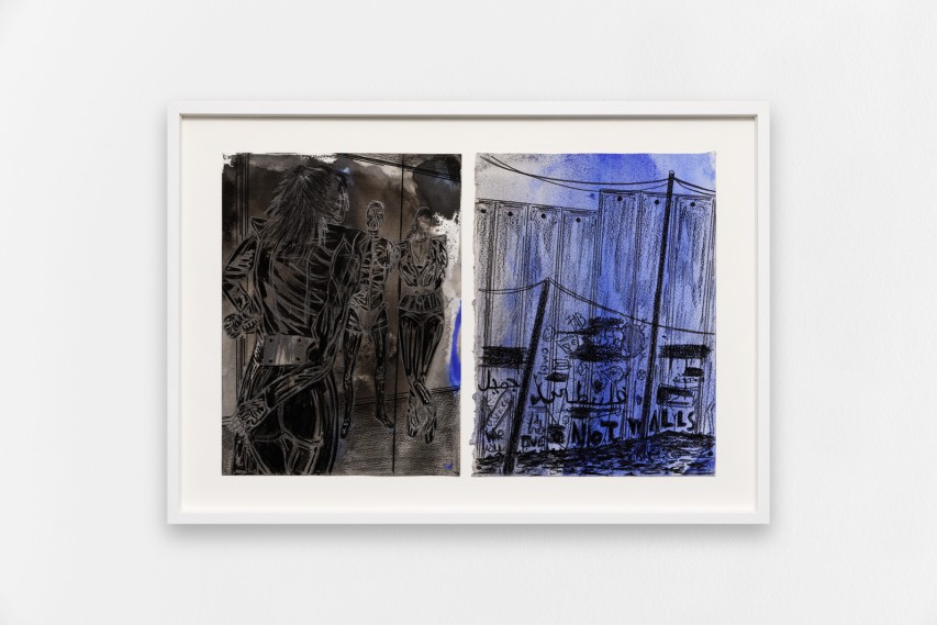 *Eurostine 5*, 2023, encre indienne, graphite et charbon sur papier de coton pressé à froid, 49.5 x 70 cm. Courtesy the artist & Spiaggia Libera, Paris. © Aurélien Mole