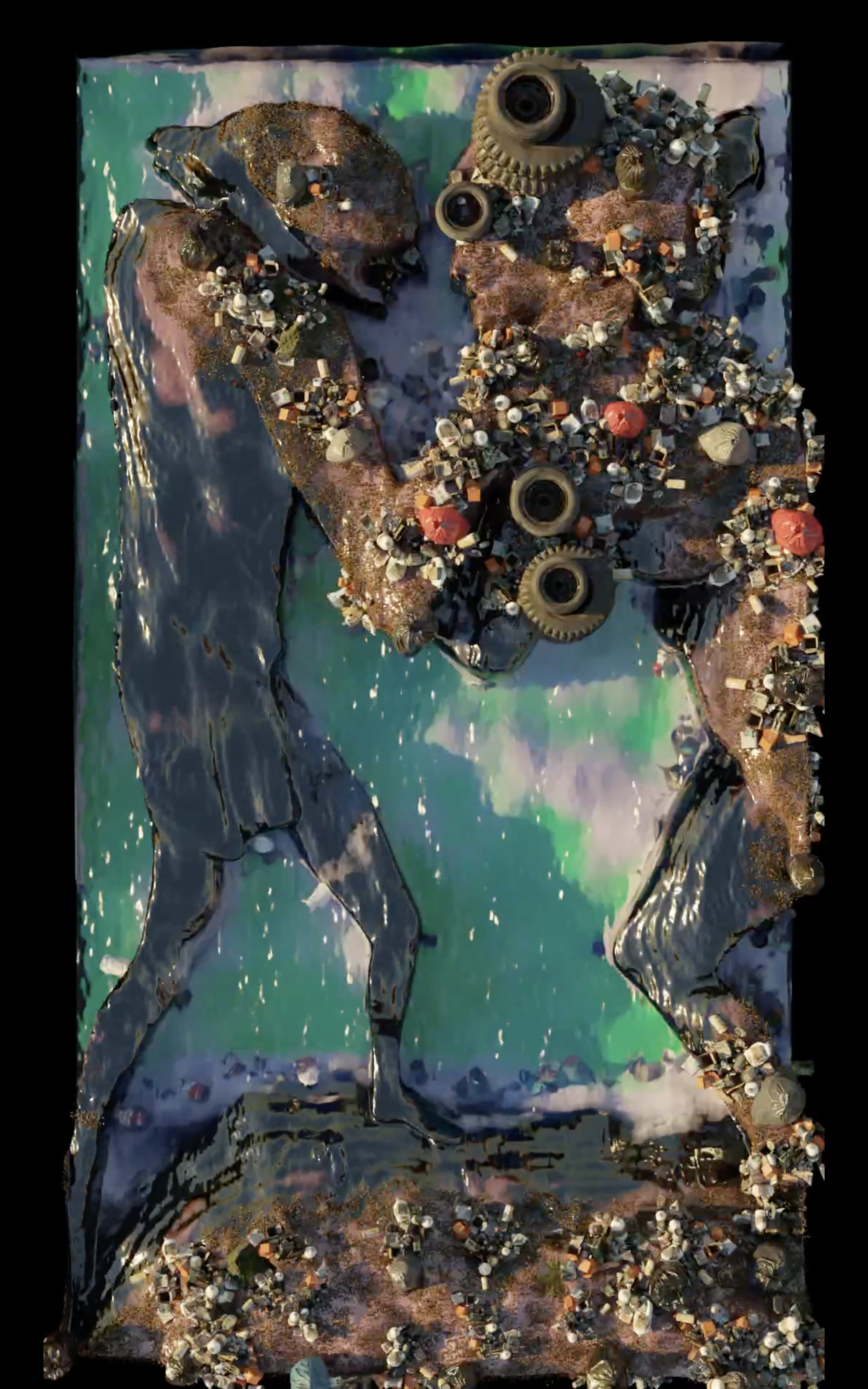 *Pangeassets
Earth crust deciding of the future geopolitical tensions (Divergent boundaries)*, 2023, mixed media, variable dimensions. Courtesy the artist & Spiaggia Libera, Paris.