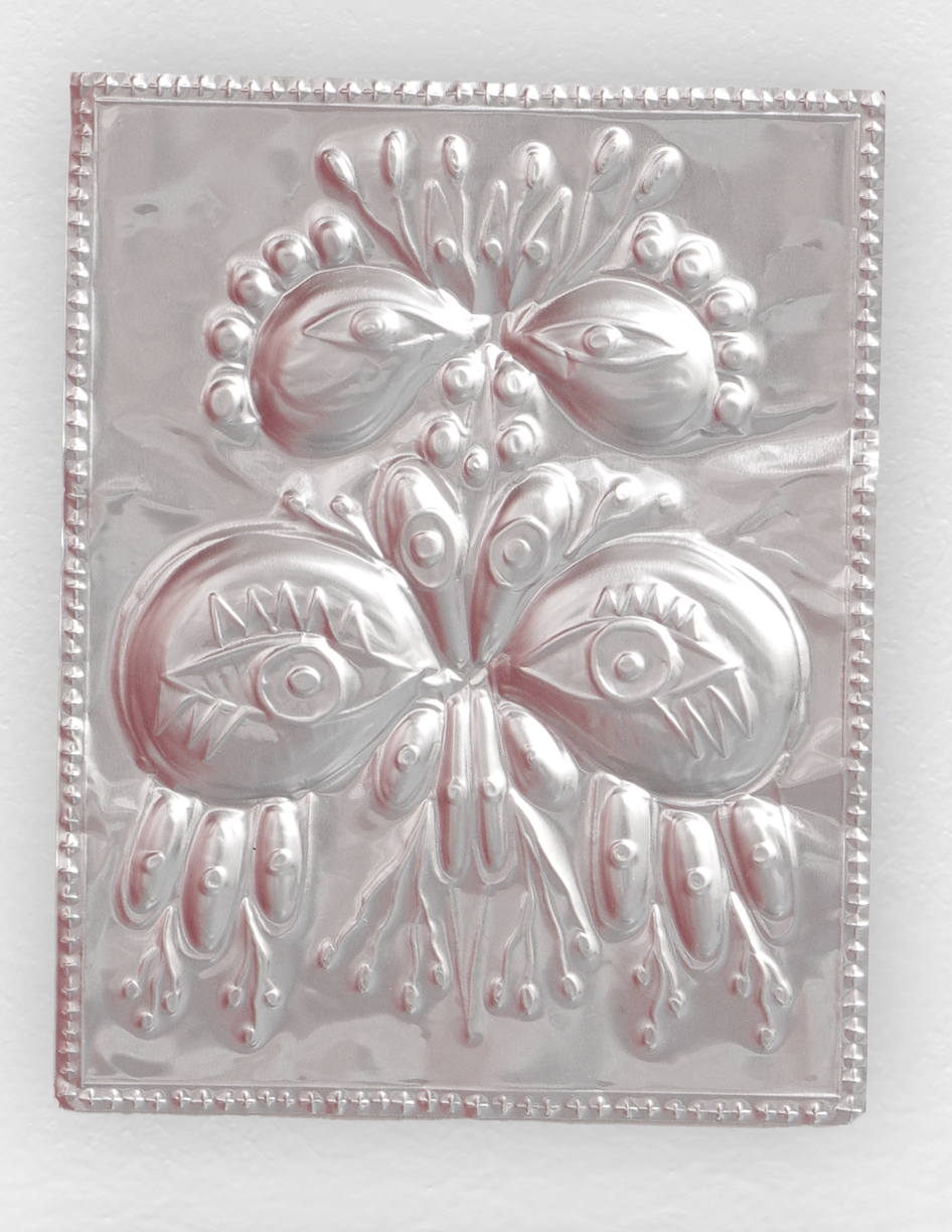 Ex-voto, 2024, Gravure sur papier d’aluminium, 18.5 x 14.5 cm. Courtesy the artist & Spiaggia Libera, Paris © Aurélien Mole