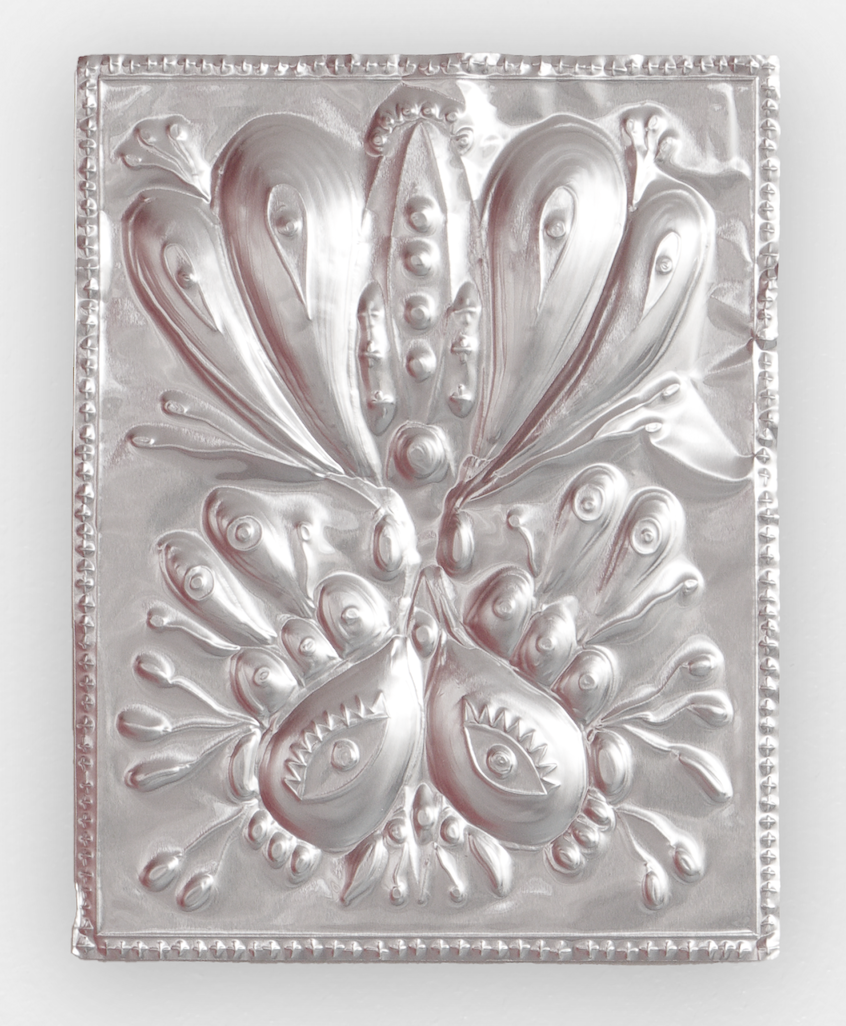 Ex-voto, 2024, Gravure sur papier d’aluminium, 18.5 x 14.5 cm. Courtesy the artist & Spiaggia Libera, Paris © Aurélien Mole