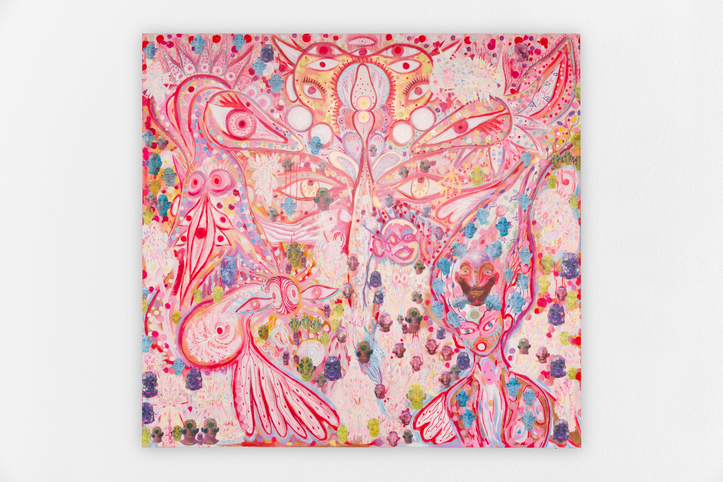 *From Chaos to the stars. Three cycle of the Orgiax Collective Birth (2),* 2024, collage and paint on canvas, 160 x 175 cm. Courtesy the artist & Spiaggia Libera, Paris. © Aurélien Mole