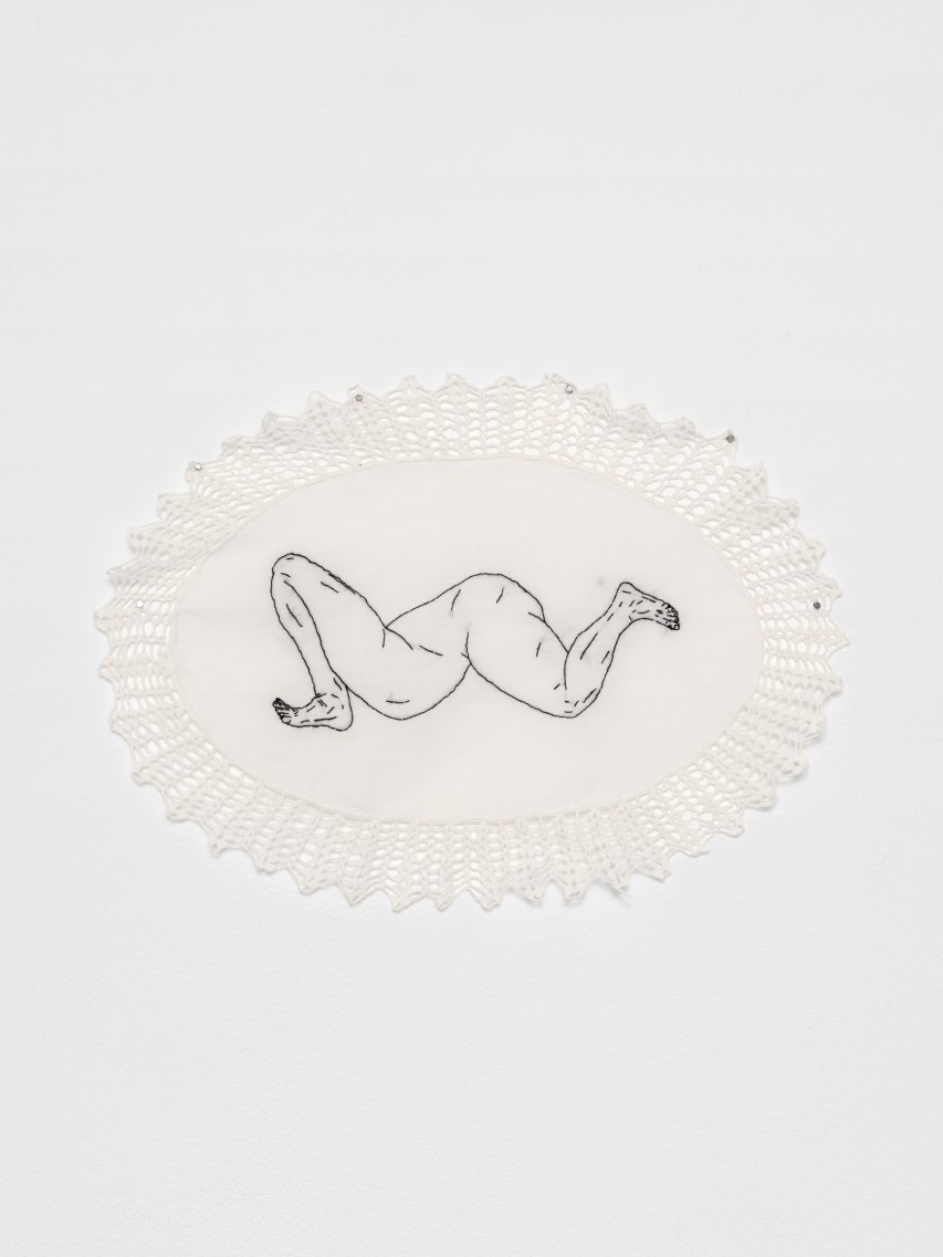 Soukaina Joual, *Raw Body*, 2024, Handmade embroidery on handkerchief. Courtesy the artist & spiaggia libera, Paris. Photo © Aurélien Mole