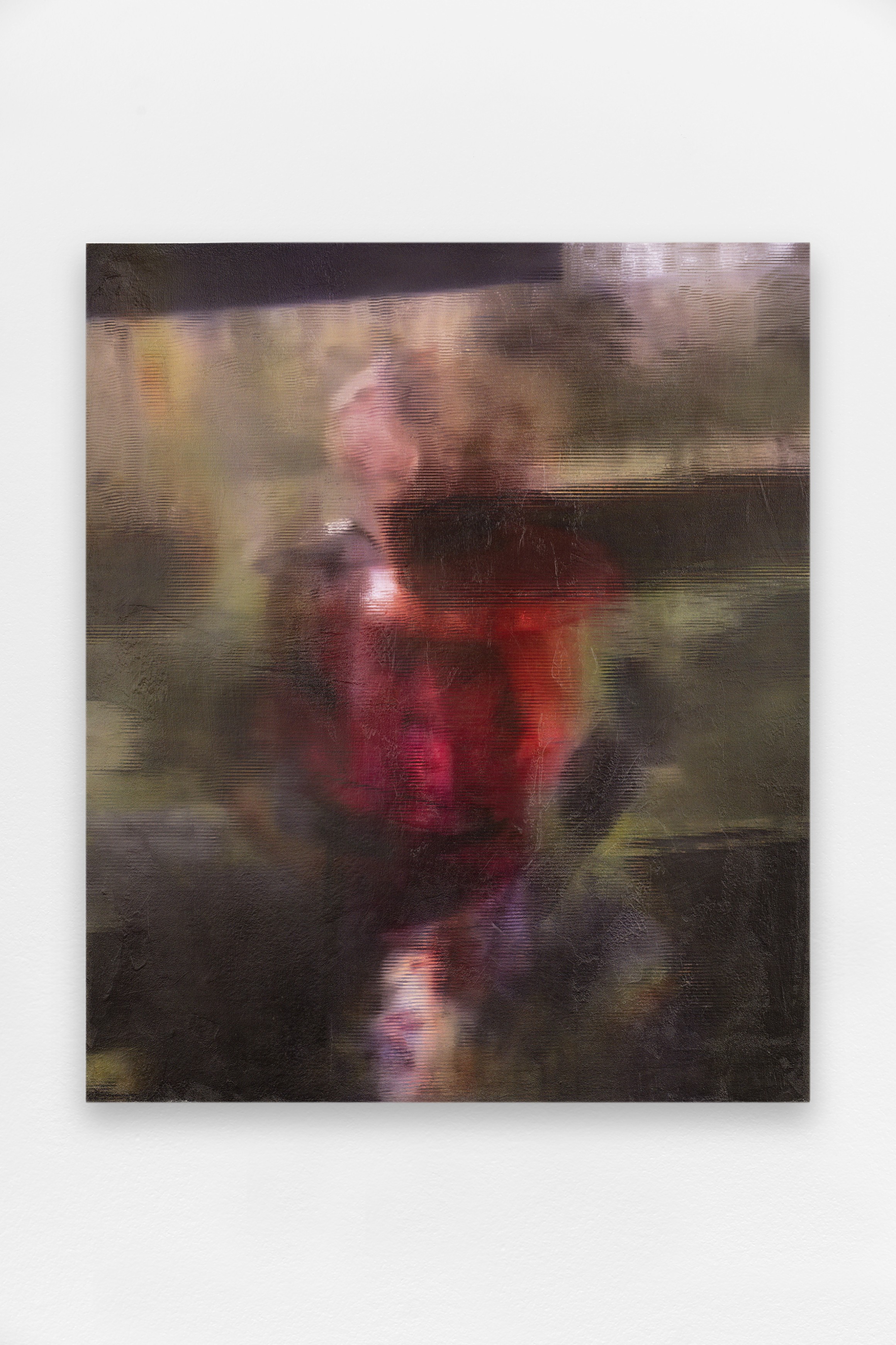 Jack Warne, *Yily Streas at het Lkco*, 2023, carpet, tile adhesive, aluminum, augmented reality filter, 95 x 80 cm. Courtesy the artist & Spiaggia Libera, Paris. © Aurélien Mole