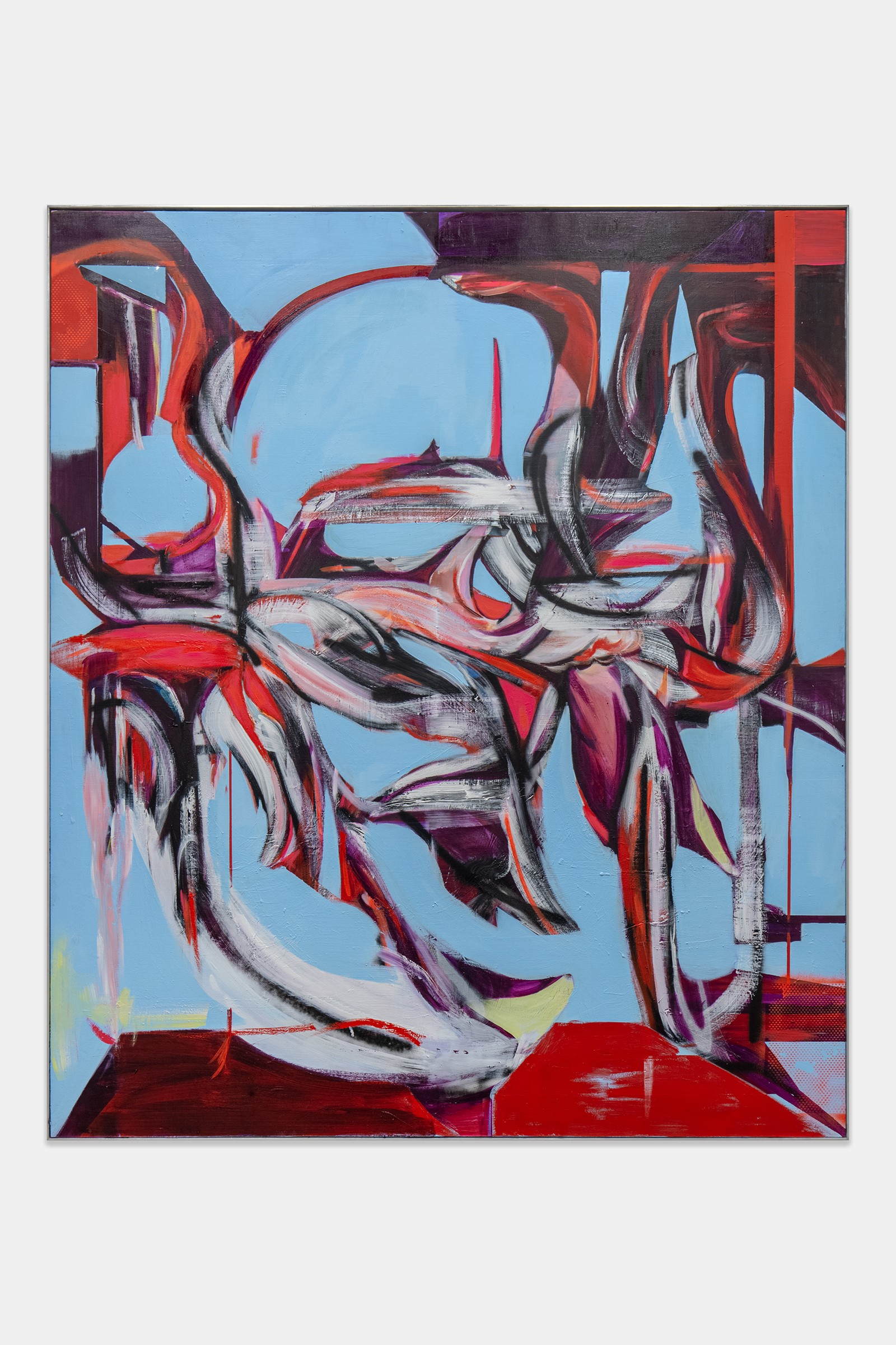 *Who Real ⸮*, 2024, peinture sur toile, film photochromatique, 220 x 190 cm. Courtesy the artist & Spiaggia Libera, Paris. Photo © Gabriele Abbruzzese