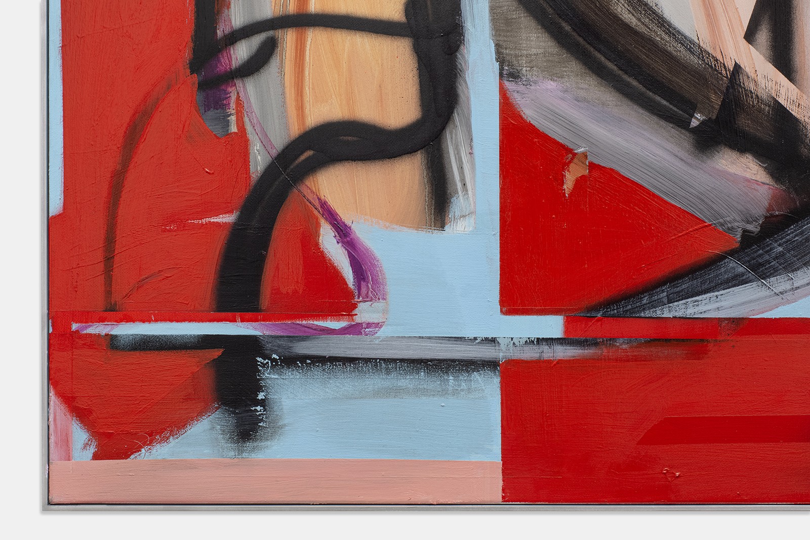 *Hewn from Darkness, Forged from Light* (détail), 2024, peinture sur toile, film photochromatique, 180 x 180 cm. Courtesy the artist & Spiaggia Libera, Paris. Photo © Gabriele Abbruzzese