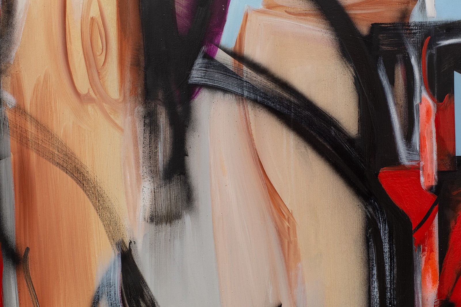 *Hewn from Darkness, Forged from Light* (détail), 2024, peinture sur toile, film photochromatique, 180 x 180 cm. Courtesy the artist & Spiaggia Libera, Paris. Photo © Gabriele Abbruzzese