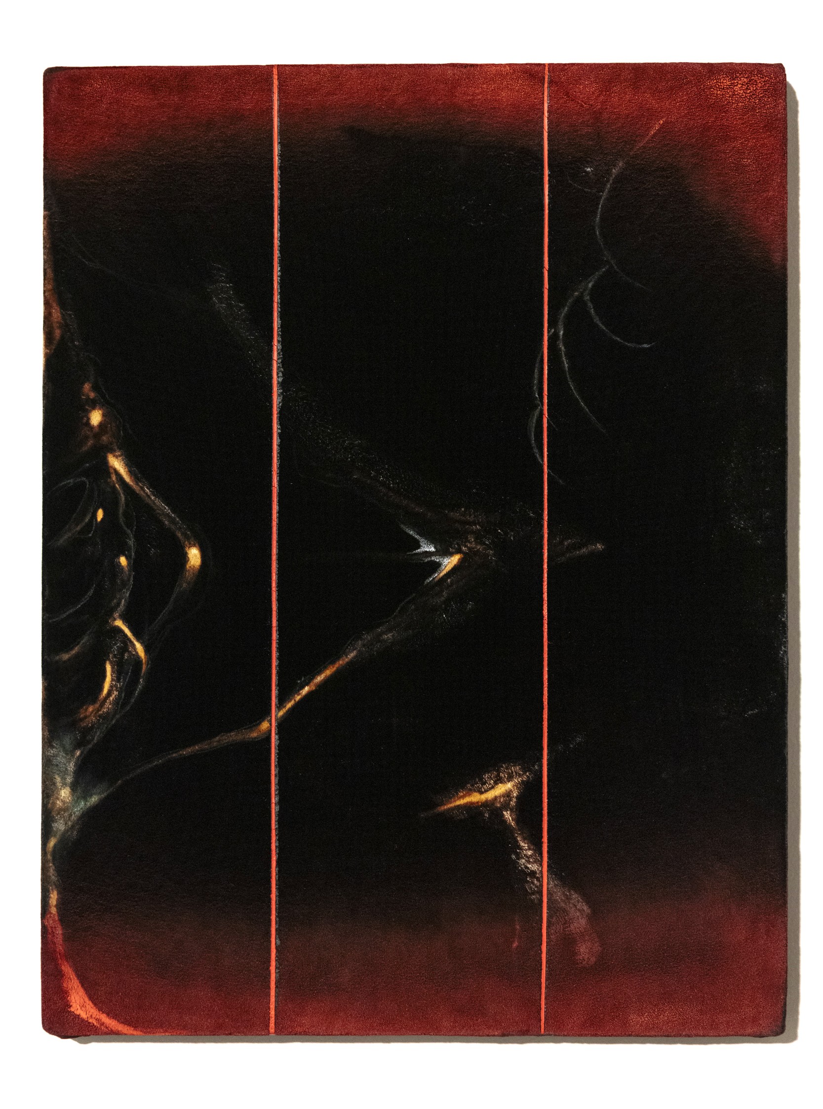 Samuel Spone, *Closed*, 2024, Javel, aérosol, et huile sur toile / Bleach, aerosol, acrylic and oil on canvas, 42 x 57 cm. Courtesy the artist & spiaggia libera, Paris.