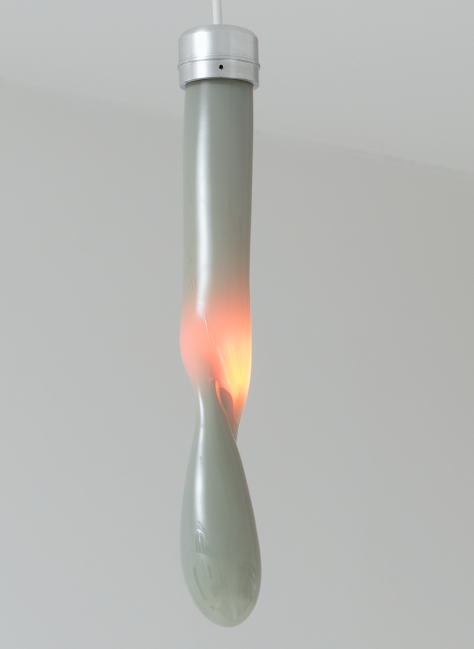 Camille Brée, *EXIT*, 2021, 
Verre, aluminium, système électrique. Courtesy the artist and Spiaggia Libera, Paris.